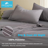 Popfavor Deep Pocket Queen Fitted Sheet - Fits Mattresses Up to 21" Thick - 4 Piece Bed Sheets - Moisture Wicking, Cooling & Soft Fitted Sheet & Pillow Cases (Grey) Popfavor