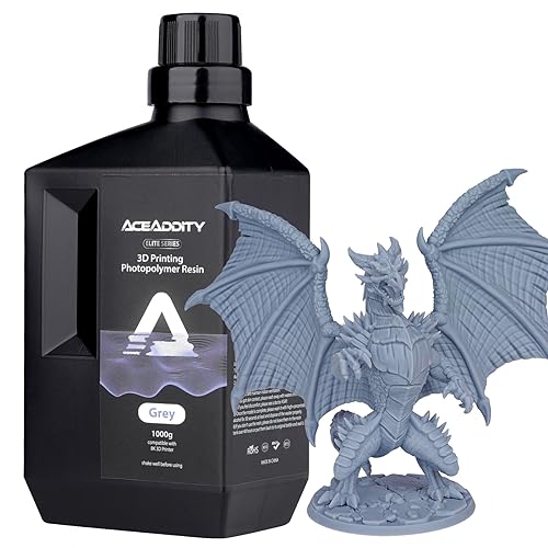 Aceaddity Standard 3D Printer Resin - 405nm Photopolymer Resin LCD/DLP UV-Curing High Precision 3D Printing Liquid Compatible with 8k 3D Printer, 1KG/Bottle (Grey)