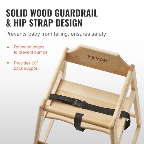 VEVOR Wooden Double Solid Wood Feeding, Eat & Grow Portable High, Easy to Clean Baby Booster Seat, Compact Toddler Chair, Natural VEVOR