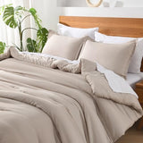 Andency King Size Comforter Set - 7 Pieces Bed in a Bag King Bedding Comforter Sets Oatmeal, Winter Solid Soft Lightweight Comforter with Fitted Sheets, Flat Sheets, Pillowcases & Shams Andency