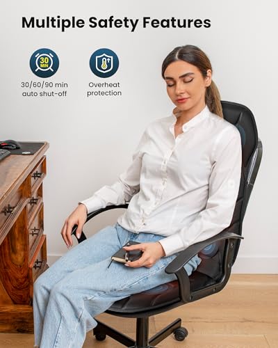 COMFIER Back Massager with Heat, Vibration Massage Seat Cushion with 8 Massage Nodes & 5 Modes, Adjustable Chair Massager Pad for Home Office, Heated Chair Pad, Gifts for Women Men Mom Dad COMFIER