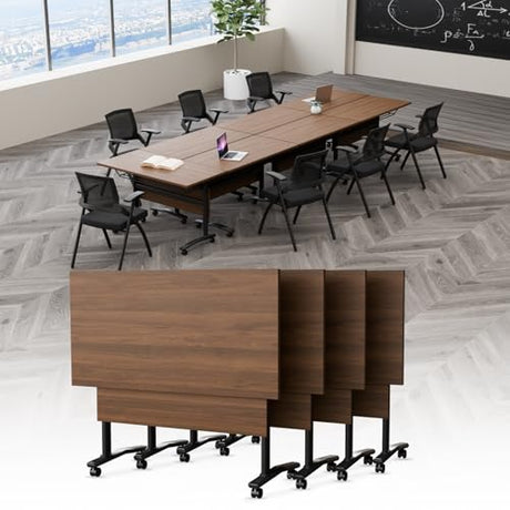 rzoizwko Modular Folding Conference Room Tables with Wheels, Flip Top Training Table System for Office & Classroom, Mobile Joinable Meeting Desks for Seminar & Collaboration Spaces rzoizwko