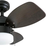 Honeywell Ceiling Fans Ocean Breeze Modern 30 Inch Ceiling Fan with Light, Pull Chain LED Indoor Fan with 3 Blades, Dark Brown Chestnut and Light Oak Blade Finish Options, Gilded Espresso (50602-01) Honeywell Ceiling Fans