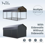 PHI VILLA 10 x 15 ft Heavy Duty Carport with Galvanized Steel Roof Multi-Use Shelter, Sturdy Metal Carport for Cars, Boats, and Tractors PHI VILLA