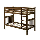 Max & Lily Bunk Bed Twin over Twin, Solid Wood Bunk Bed Frame with Ladder for Kids, 14" Safety Guardrails, Easy Assembly, No Box Spring Needed, Walnut Max & Lily