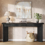 Tribesigns Farmhouse Console Table, 70.9-Inch Extra Long Console Table, Wood Sofa Table Behind Couch with Widened Tabletop & Sturdy Double Pedestal for Living Room, Hallway, Foyer (Black) Tribesigns