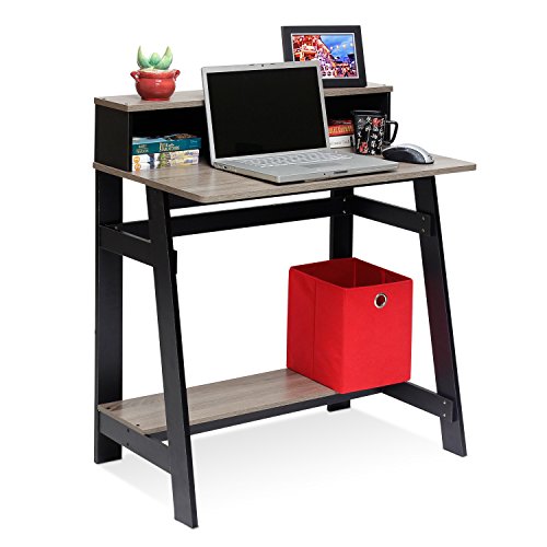 Furinno Simplistic A Frame Computer Desk, Black/French Oak Grey - WoodArtSupply