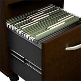 Bush Business Furniture Arrive 72W x 72D L Shaped Reception Desk with Counter and Mobile File Cabinet in Mocha Cherry Bush Furniture