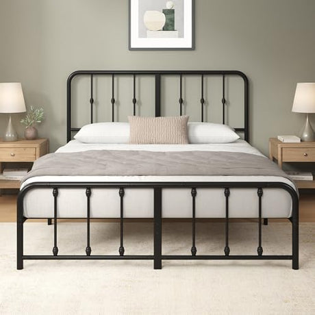 Zinus Leonardo Metal Platform Bed Frame, Victorian Spindle Style Headboard and Footboard, Heavy Duty Bed Base, Ample Underbed Space, Full Zinus