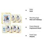 Icona Bay Combo-Sizes Gold Picture Frames Set - 10 PC (Four 4x6, Four 5x7, Two 8x10), Noble Collection Multi-Pack, Modern Professional Design for Wall Gallery Icona Bay