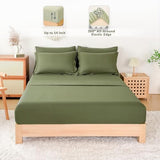 FMLIUY Twin/Twin XL Comforter Duvet Cover Set Olive Green - 7-Piece Bed in a Bag, Festive Gift Double Brushed Micorfiber All-Season Soft Bedding with Sheets & Envelope Pillowcases (68"x88",Twin) FMLIUY