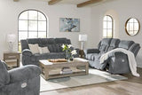 Signature Design by Ashley Tip-Off Modern Wall Hugger Power Reclining Sofa with Adjustable Headrest and USB Ports, Gray Signature Design by Ashley