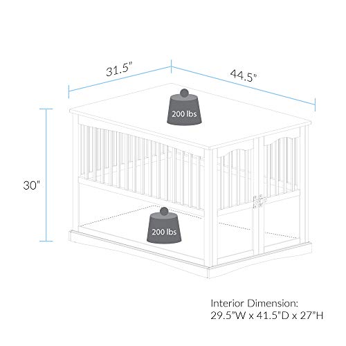 Casual Home Wooden Extra Large Pet Crate, End Table, Espresso Casual Home