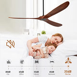 Chriari 60'' Ceiling Fan With Remote and Wall Control, Walnut Ceiling Fan with 3 Wood Blades, 6 Speeds Smart Timing Reversible DC Motor, Modern Black Ceiling Fan for Indoor Outdoor Farmhouse/Patios Chriari