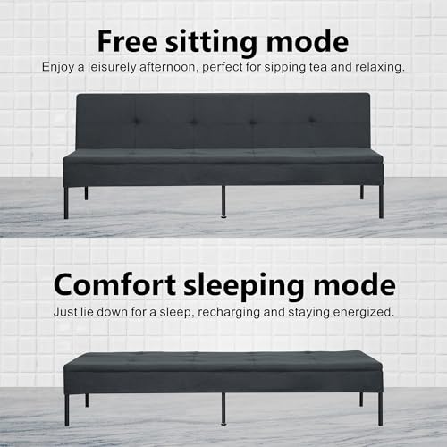 Anwick Modern Fabric Sofa Bed Futon,Convertible Sleeper Bed Folding Couches with 3 Reclining Angles,Split Back 69" Small Recliner Loveseat for Living Room Apartment Office (Grey, 69") Anwick