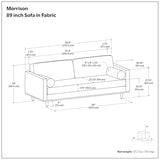 SIMPLIHOME Morrison 89-inch Wide Sofa in Charcoal Grey Woven-Blend Fabric, Handcrafted Mid-Century Modern Couch for Living Room or Family Room, Single Bench Cushion, Bolster Pillows SIMPLIHOME