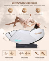 RELX Massage Chair Full Body, 20 Modes Zero Gravity SL-Track Shiatsu Massage Chair Built-in Heat System, Airbag Massage with Body Scan, Deep Yoga Stretch, Calfrest Extension and AI Control(White) RELX