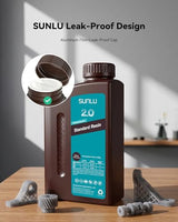 SUNLU 4KG Upgraded Standard 2.0 Photopolymer 3D Printer Resin 405nm UV-Curing Resin, Higher Precision, Stronger Toughness, Dark Grey 4000G