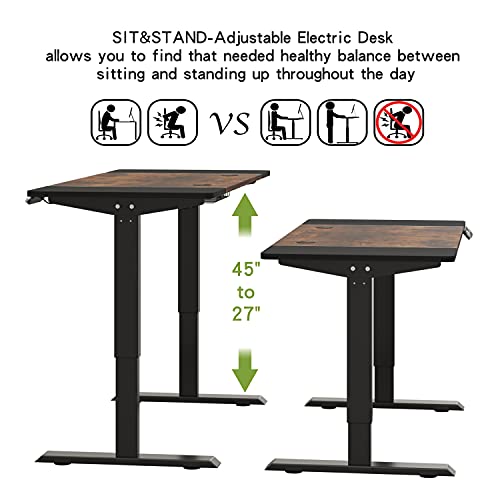Radlove Electric Height Adjustable Standing Desk, 55 x 24 Inches Sit Stand up Workstation, Splice Board Memory Computer Table Ergonomic (Black Frame Radlove