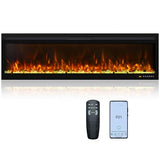 Oxhark Flame 60 Inch, Recessed & Wall Mounted WiFi-Enabled Electric Fireplace Inserts with Remote Control,Timer & Thermostat Fireplace Heater, Log Set & Crystal Options, 750W/1500W, Black Oxhark Flame