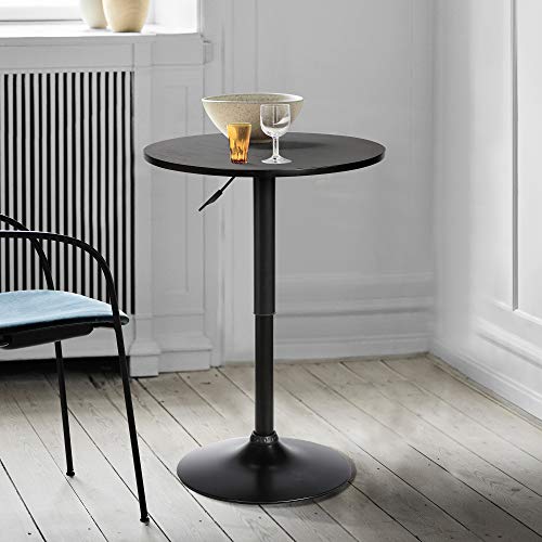 Bentley Adjustable Swivel Pub Table with Black Wood Finish and Metal Base Armen Living