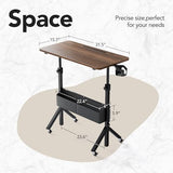 HUANUO Rolling Standing Desk Adjustable Height, Mobile Stand Up Desk for Walking Pad and Treadmill, Portable Computer Table with Wheels, 31.5"x15.75" Height 28.7"-46.1", Walnut HUANUO