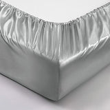 P Pothuiny Satin Fitted Sheet Full Size, 1 Single Fitted Sheet Only, Extra Soft Deep Pocket Bottom Bed Sheets Mattress Cover Fits 12" to 16", Wrinkle Free, Fully Elasticized (Silver Grey) P Pothuiny