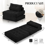 HABUTWAY Folding Sofa Bed, Convertible Sleeper Chair Bed w/Dual-Pillow & Handle, Foldable Floor Sofa Lounge w/Back Support for Living Room, Bedroom, Apartment, Office, Single, Black HABUTWAY