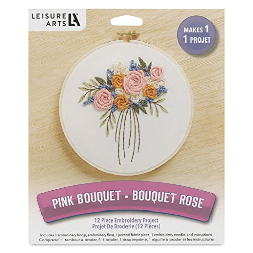 LEISURE ARTS Embroidery Kit 6" Bouquet - Embroidery Kit for Beginners and Adults, Cross Stitch Kits with Patterns, DIY Starter Set for Seasonal Craft Projects