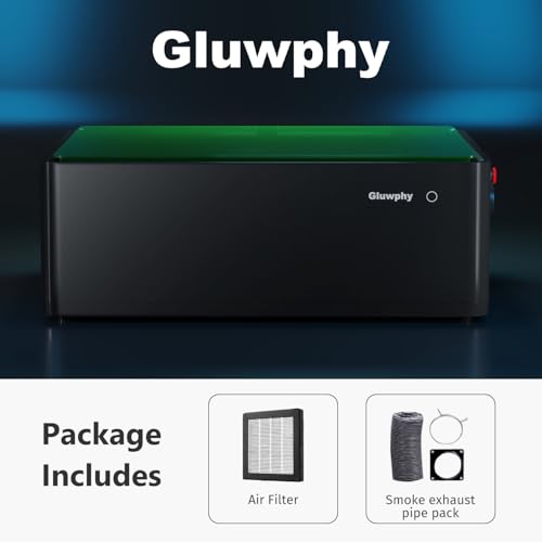 Gluwphy Laser Engraver Machine 5000mW(5W) Enclosed Diode Laser Cutter for Beginner, Class 1 Safety Laser Engraving Machine for Wood, Metal,Black Gluwphy