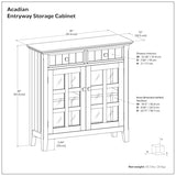 SIMPLIHOME Acadian SOLID WOOD 36 Inch Wide Rustic Entryway Hallway Storage Cabinet in Fog Grey, For the Living Room, Entryway and Family Room SIMPLIHOME