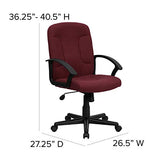 Flash Furniture Garver Mid-Back Burgundy Fabric Executive Swivel Office Chair with Nylon Arms Flash Furniture