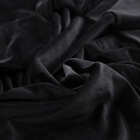 Stretch Futon Cover, Couch Cover for Futon, Armless Sofa Cover, Foldable Sofa Bed Slipcover Without Armrest, Universal Thick Sofa Slipcovers Furniture Protector for Kid, Pet(Velvet Black,Medium) SHEKAKO