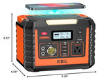 EBL Portable Power Station 300, 110V/330W Pure Sine Wave Solar Generator (Solar Panel Not Included) - Peak 600W Backup Lithium Batteries AC Outlet for Blackout Outdoors Camping Hunting Travel EBL