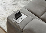 Signature Design by Ashley Next-Gen DuraPella Modern Faux Leather Power Reclining Sofa with Adjustable Headrest, Gray Signature Design by Ashley