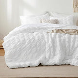 Bedsure Bed in a Bag Queen - 7 Pieces Plaid Seersucker Bedding Comforter Sets, Soft Lightweight White Boho Bed Set with Comforters Queen Size, Sheets, Pillowcases & Shams Bedsure