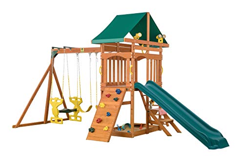 Sky View Cedar Backyard Playset | W: 17'10" D: 9'4" H: 9'9" | w/2-Person Glider & 2 Belt Swings | Binoculars, Steering Wheel & Telescope | Kids Age 3-12 | ASTM Standards | 10-Year Warranty on - WoodArtSupply