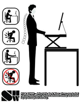 SHW 32-Inch Height Adjustable Standing Desk Converter Riser Workstation with Drawer, White SHW