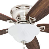 Honeywell Ceiling Fans Glen Alden, 52 Inch Classic Flush Mount Indoor LED Ceiling Fan with Light, Pull Chain, Quick-2-Hang Dual Finish Blades, Reversible Motor - 50519-01 (Brushed Nickel) Honeywell Ceiling Fans