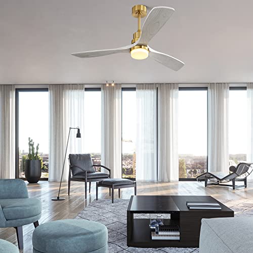 Sofucor 52 Inch Ceiling Fan with Light Remote Control Dimmable LED Light 3 Wood Fan Blades Reversible DC Motor Modern Ceiling Fan for Farmhouse/Patios with 3 Downrods(5 inch/10 inch/24 inch) Sofucor