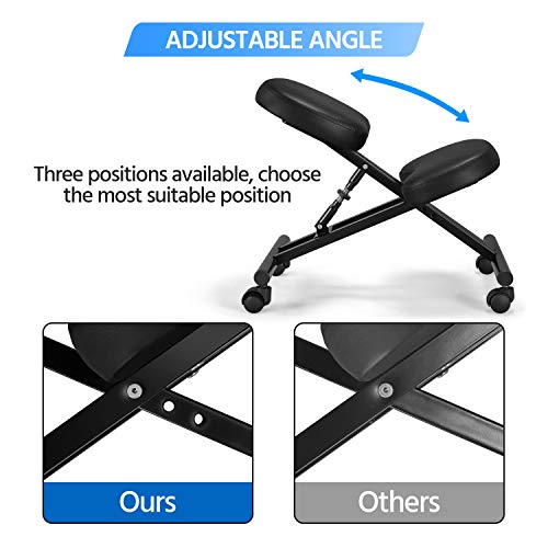 Topeakmart Ergonomic Kneeling Chair Improve Posture & Neck Pain Home Office Desk Chairs Flexible Seating Rolling Adjustable Stool Topeakmart