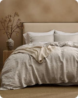 Bedsure 100% Linen Duvet Cover King Size, Washed 170 GMS European Flax-Linen, Soft 3pcs Bedding Set with Button Closure for Farmhouse, Natural Texture, Breathable for Hot Sleeper, Linen, King Bedsure