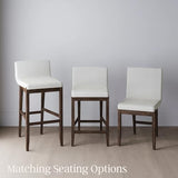 Nathan James Gracie Modern Counter Height Bar Stool with Back, Counter Stool Upholstered Chair with Natural Textured Linen and Brushed Wooden Legs, Cream Boucle/Dark Brown Nathan James