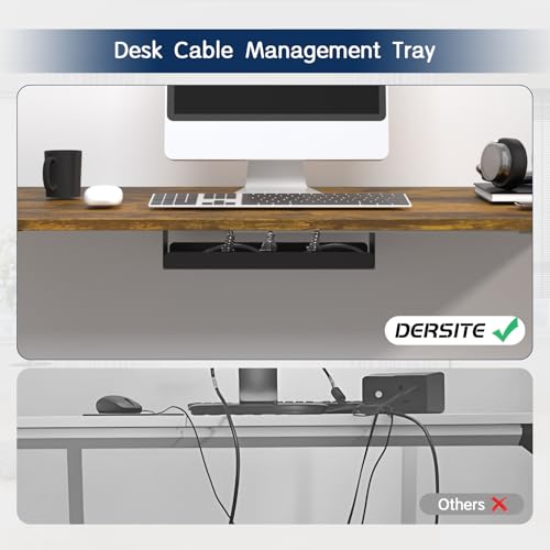 DERSITE Dual Motor Standing Desk Frame, Electric Adjustable Legs, Workstation Desk Base, Sit stand desk frame, 3 Memory Height Settings, with Cable Management Tray, Headphone Hook DERSITE