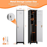 Aobabo 72" H Broom Closet Storage Cabinet, Lockable Metal Cleaning Storage Cabinet with Hooks for Home, Assembly Required Black Gray Aobabo