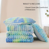ZRNBAST Fluffy Duvet Cover Twin Size, Tie Dye Blue Green Plush Fleece Bedding Sets, Super Soft Faux Fur Bed Set with Zipper, Luxury Fuzzy Comforter Cover with 2 Pillowcases(Blue Green, Twin) ZRNBAST