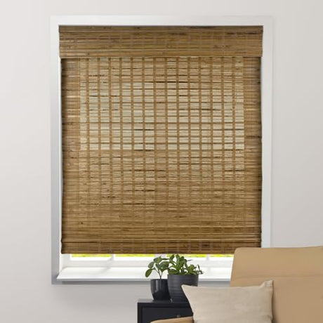 ARLO BLINDS Sheer Bamboo Roman Shades with Valance - Dali Native, 34" W x 60" H - Light Filtering Cordless Blinds for Interior Windows - Real Natural Bamboo Material - Mounting Hardware Included Arlo Blinds