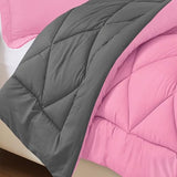 Elegance Linen Silky Soft - Goose Down Alternative Reversible 2pc Comforter Set- Available in A Few Sizes and Colors, Twin/Twin XL, Pink/Gray Elegant Comfort