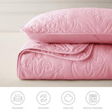 Whale Flotilla Soft Twin Quilt Bedding Set for All Seasons, Elegant Vintage Damask Ultrasonic Quilts Set, Lightweight Reversible Bedspread, Coverlet, Bed Cover with 1 Pillow Sham, Pink Whale Flotilla