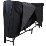 Sunnydaze Outdoor Firewood Log Rack and Cover Combo Set - Black Powder-Coated Steel and PVC - Black Fabric - 8-Foot Sunnydaze